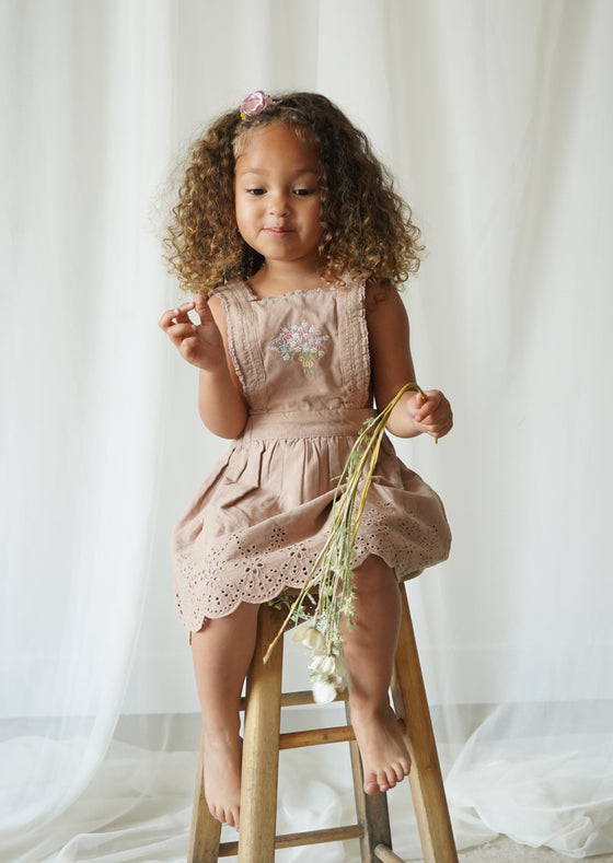 Elea | Corduroy Cotton Anglaise Dress | Wistful Mauve