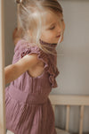 Esmée | Muslin Cotton Ruffle Dress | Mauve Wine