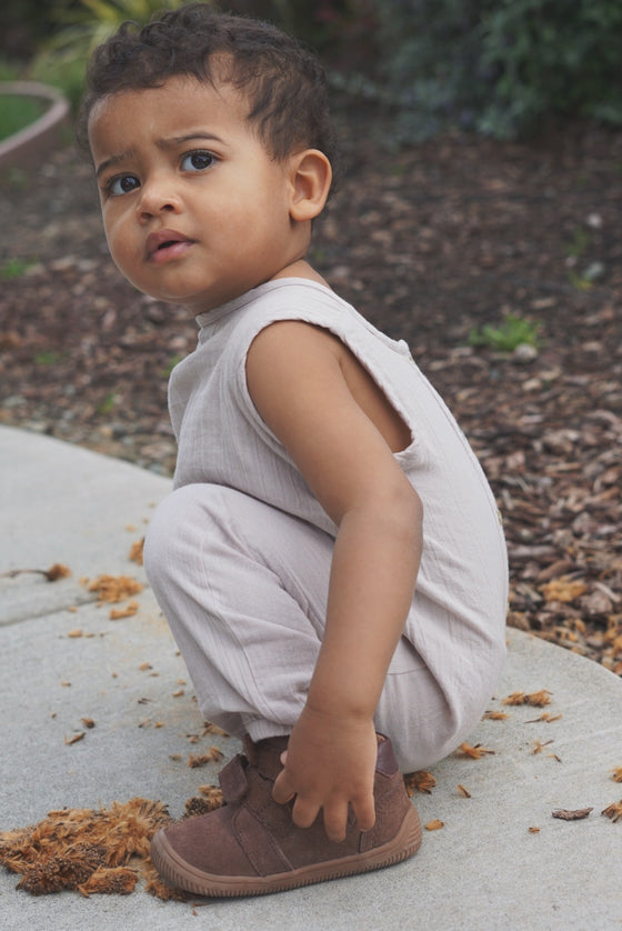 Muslin Cotton Unisex Sleeveless Jumpsuit | Pewter