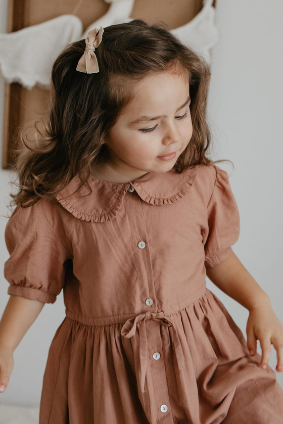 Aurora | Ruffle Collar Cotton Dress | Chocolat