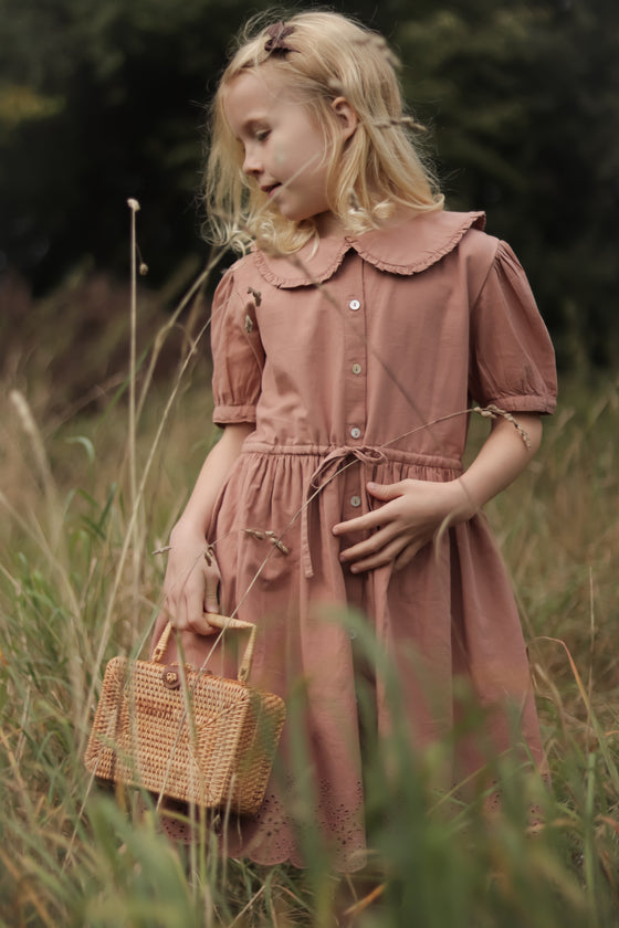 Aurora | Ruffle Collar Cotton Dress | Chocolat