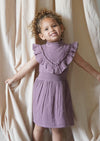 Esmée | Muslin Cotton Ruffle Dress | Mauve Wine