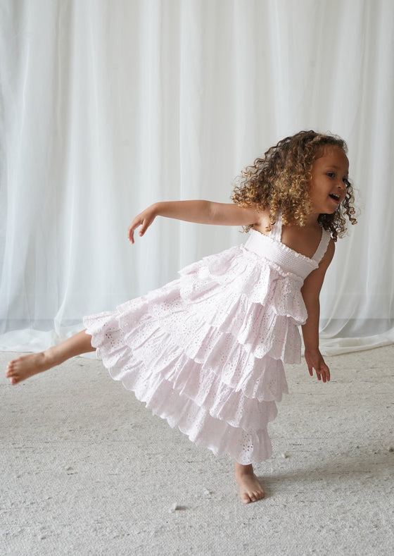 Amélie | Muslin Cotton Anglaise Dress | Seashell