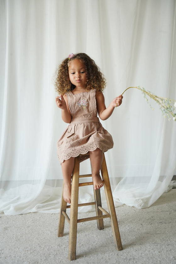 Elea | Corduroy Cotton Anglaise Dress | Wistful Mauve