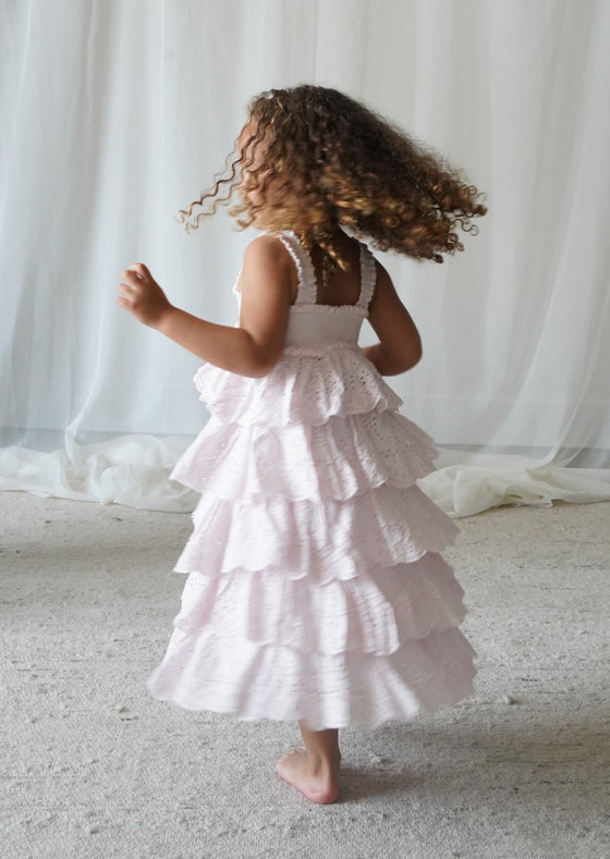 Amélie | Muslin Cotton Anglaise Dress | Seashell