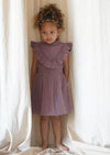 Esmée | Muslin Cotton Ruffle Dress | Mauve Wine