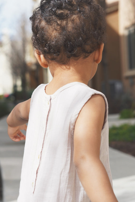 Muslin Cotton Neutral Sleeveless Jumpsuit | Pewter