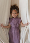 Esmée | Muslin Cotton Ruffle Dress | Mauve Wine