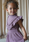 Esmée | Muslin Cotton Ruffle Dress | Mauve Wine