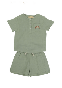  Cayden | Organic Muslin Petit Croissant Set | Sage