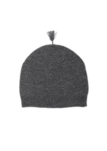  dark melange cashmere beanie with tassel