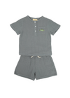 Cayden | Organic Muslin Petit Dino Set | Fog