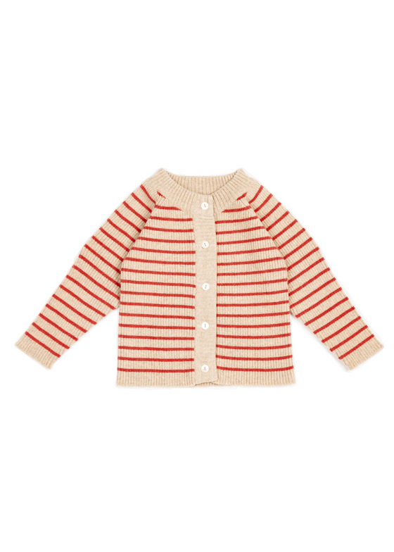 Cashmere Cardigan | Red/Beige