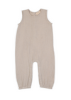 Muslin Cotton Neutral Sleeveless Jumpsuit | Pewter