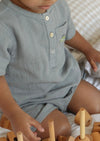 Cayden | Organic Muslin Petit Dino Set | Fog